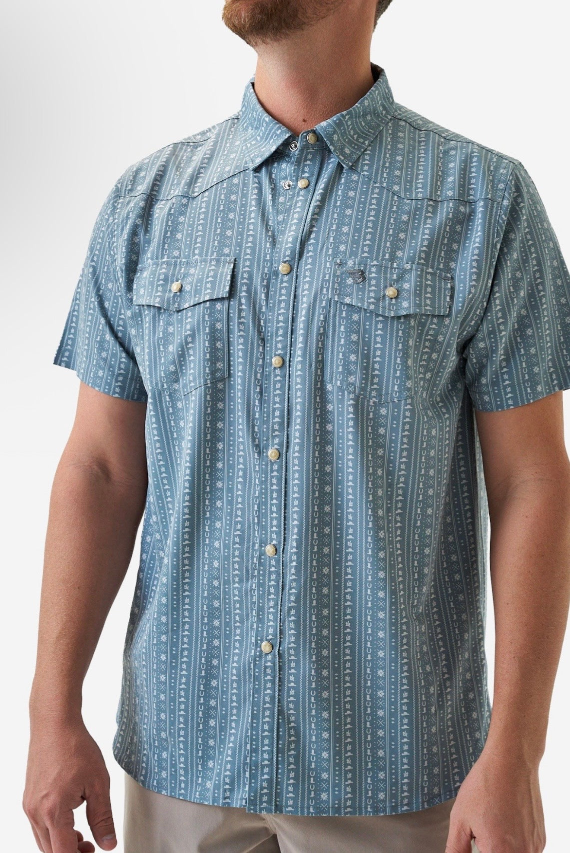 Ranch Sage Performance Western Pearl Snap Shirt Burlebo Tx/Fl