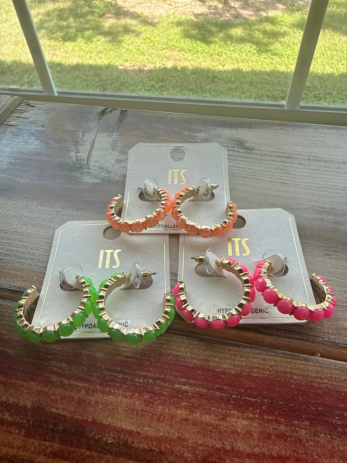 Neon ITS Gold Tone Hoops