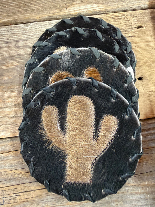 Cactus Cowhide Coaster Singles Hides and Skins