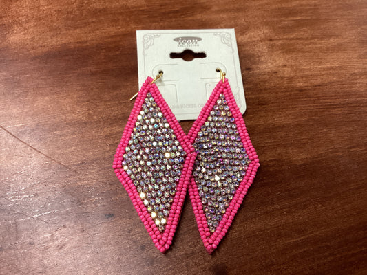Pink beaded/rhinestone earrings