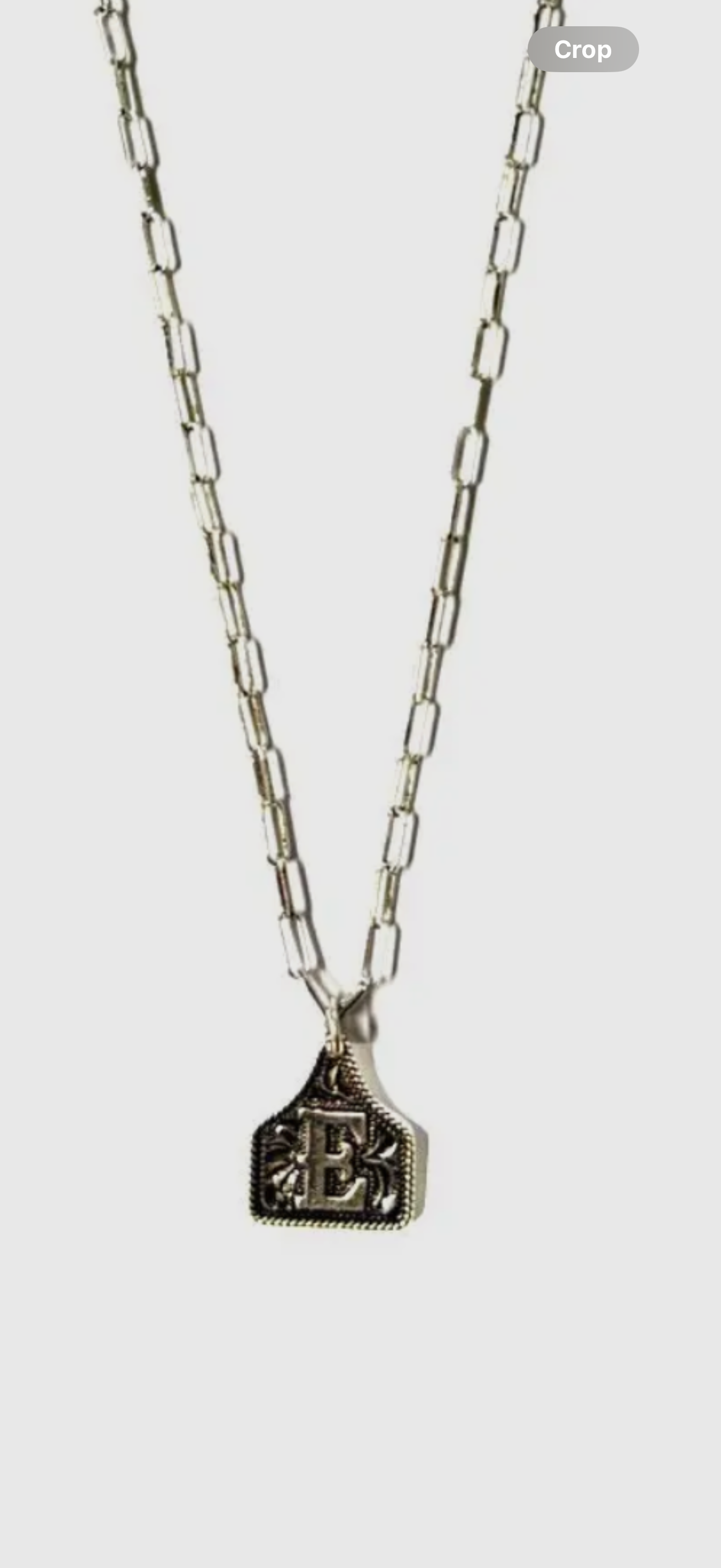 Tooled Cattle Tag Initial necklace