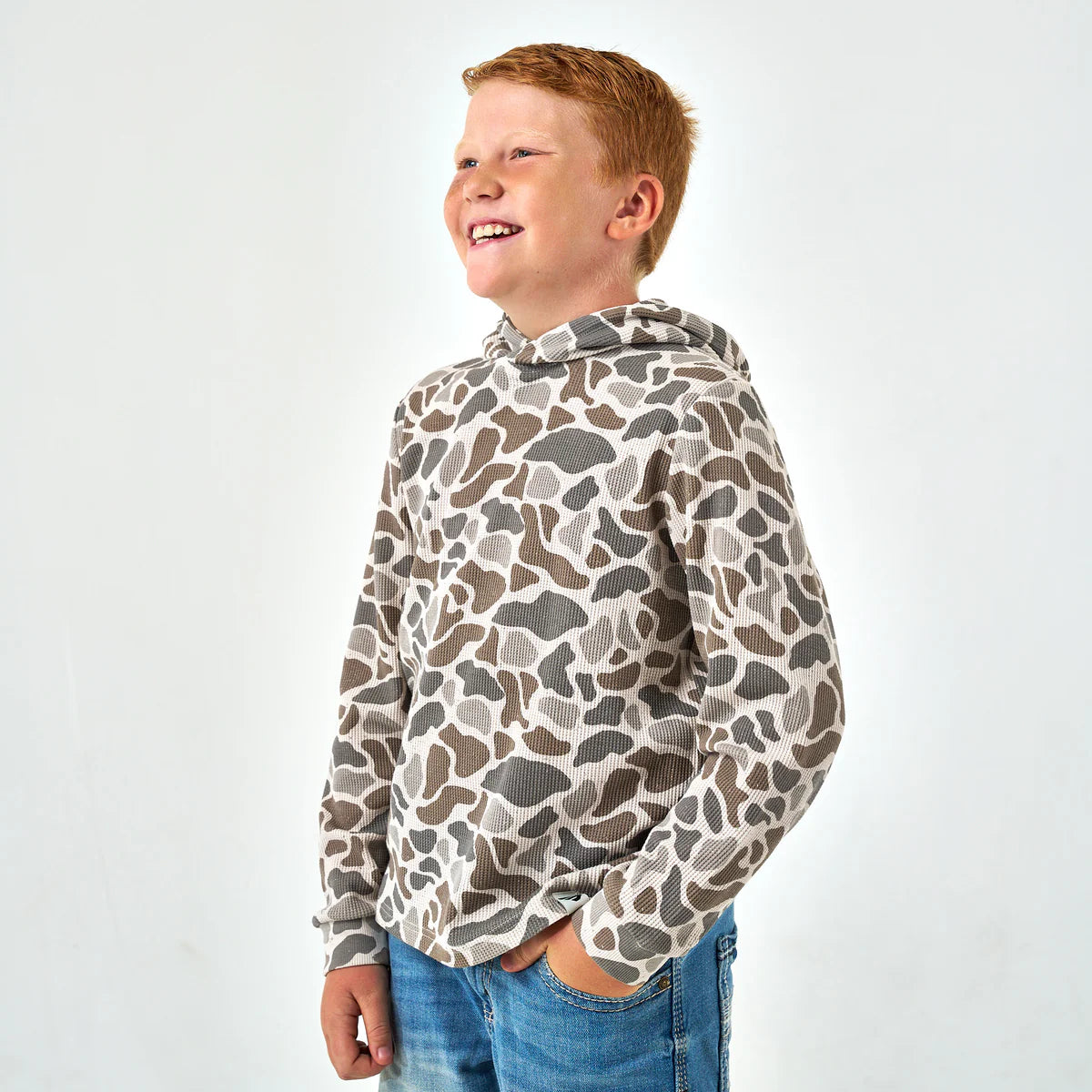Classic Deer Camo Youth Thermal Hoodie