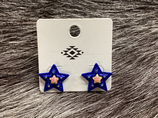 Blue star earrings