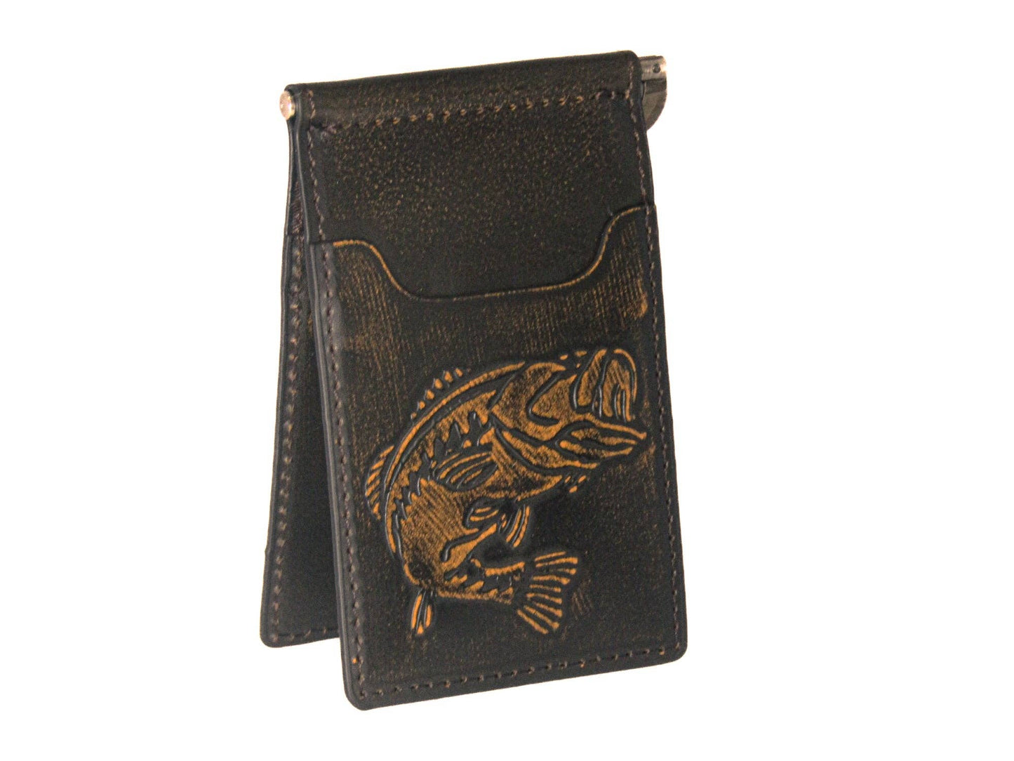 Bass Burnished Leather Zep Front Pocket Clip Wallet