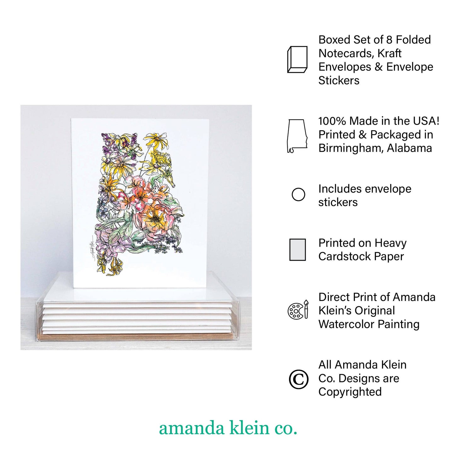 Cross Floral Note Card Stationery Set  Set Of 8 Amanda