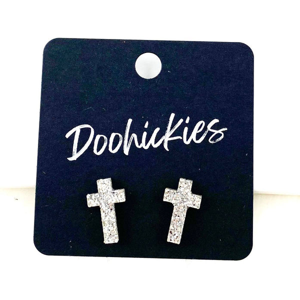 Glitter Cross Studs Glitter Gold Doohickie