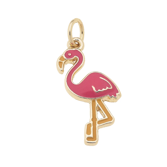 Pink Enamel Flamingo Charm Canvas