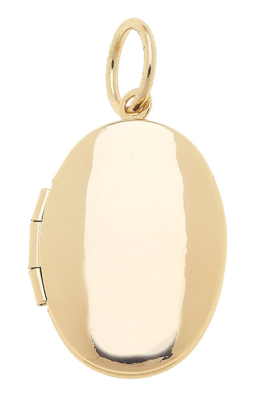 Oval Shaped Locket Charm in Shiny Gold
