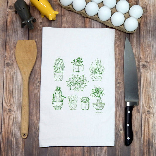 Succulent Dish Towel | Tea Towels | Flour Sack Dish Towels Green Bee