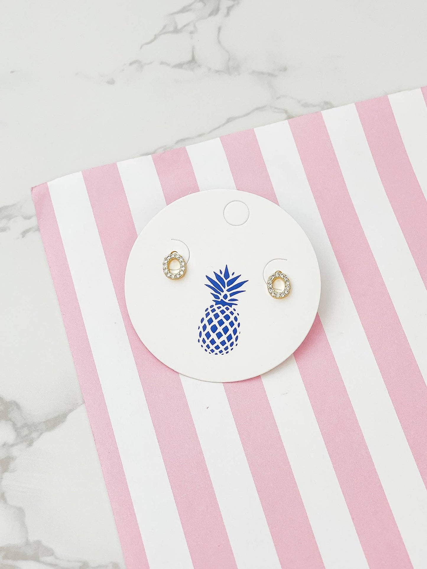 Cubic Zirconia Initial Stud Earrings- Gold: Y