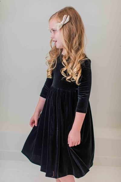 Black Velvet Twirl Dress: Mila and Rose