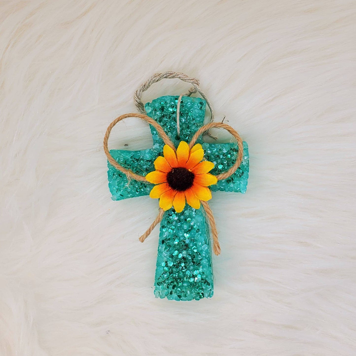 Cross with Sunflower Bow: Bless Your Heart