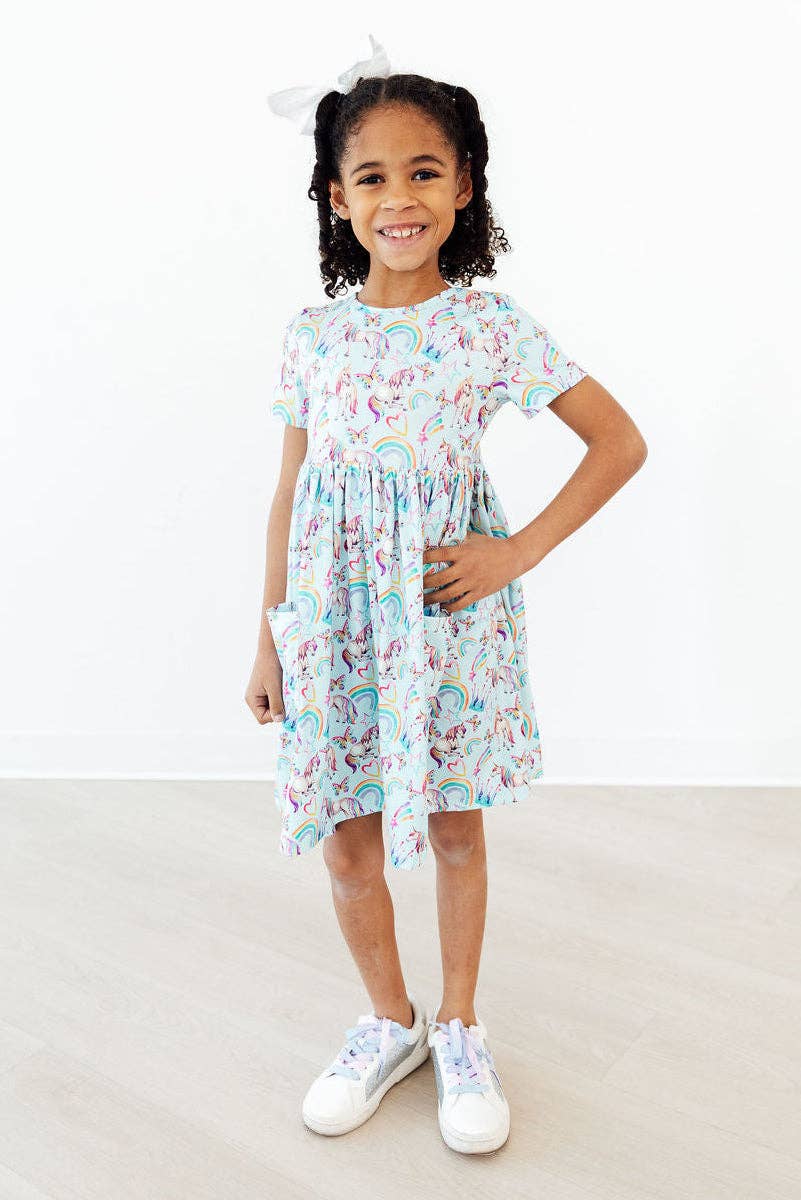 Unicorn Queen S/S Pocket Twirl Dress: Mila Fl
