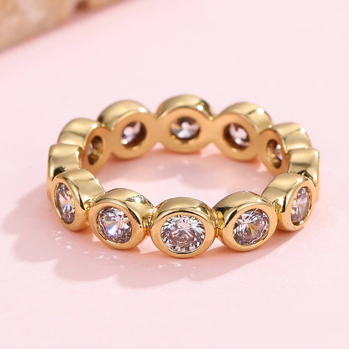 Gold Rhinestone Multi-Shape Eternity Stack Rings | 40R142: RECTANGLE