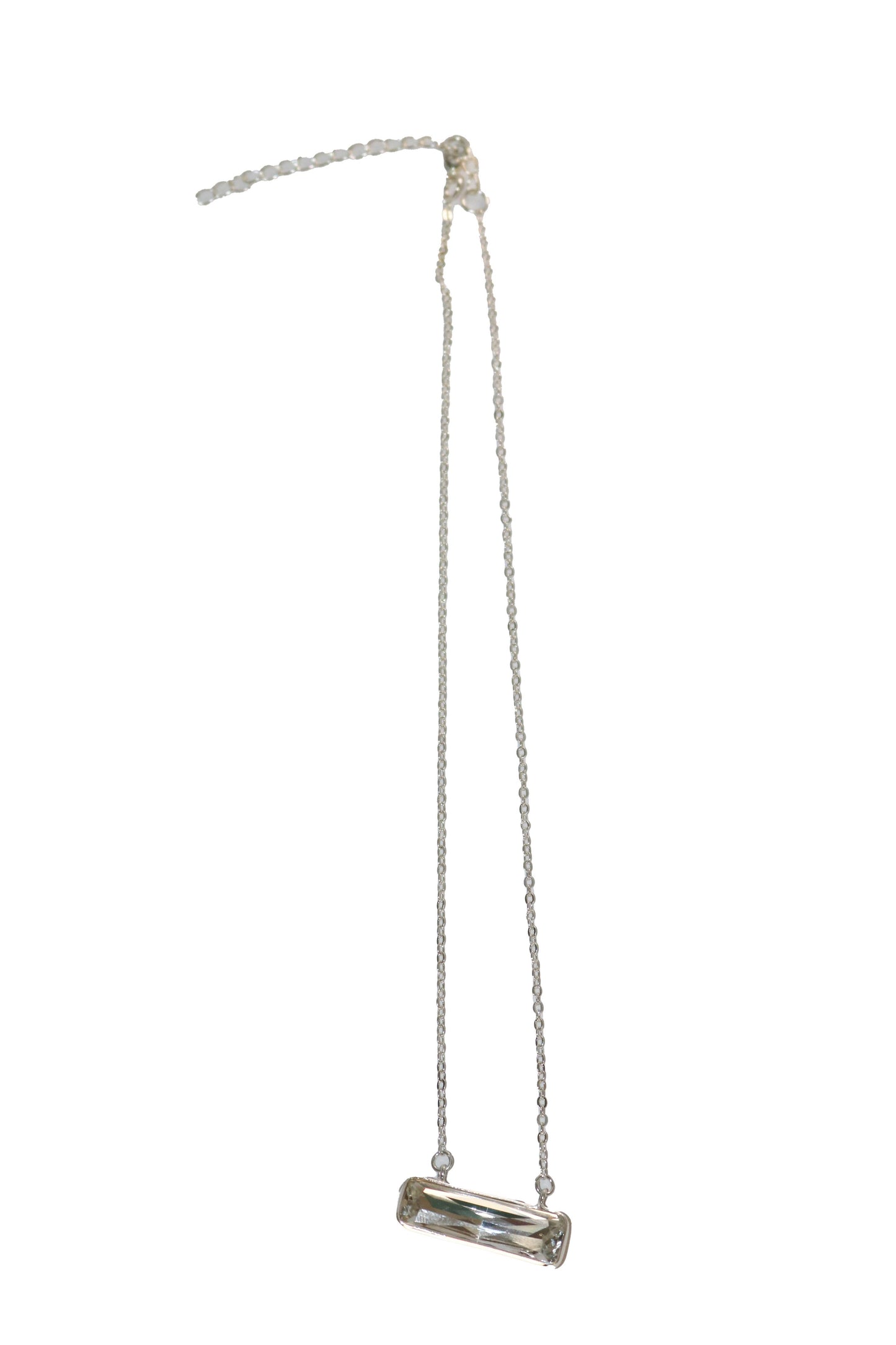 Dainty Silver Necklace with Rhinestone Bar west co
