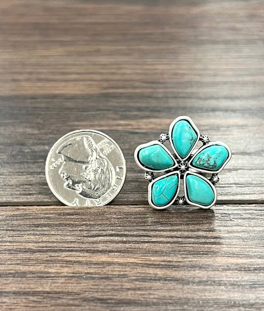 750532, 1" Western Turquoise Adjustable Ring