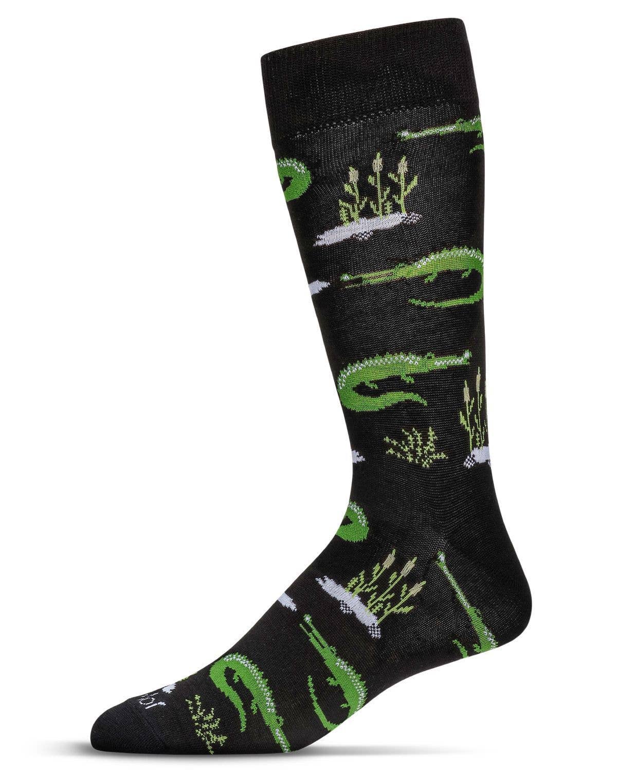 Alligators Bamboo Men's Crew Socks Black / 10-13 Inf Class