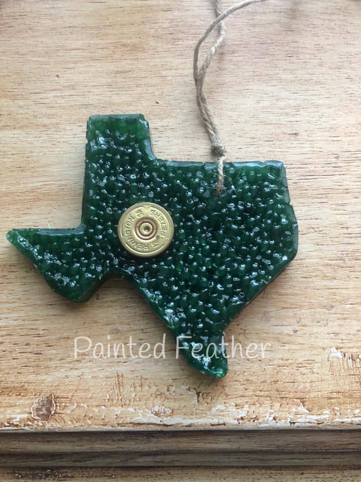 Texas Shotgun Shell Painted Feather Car Freshie