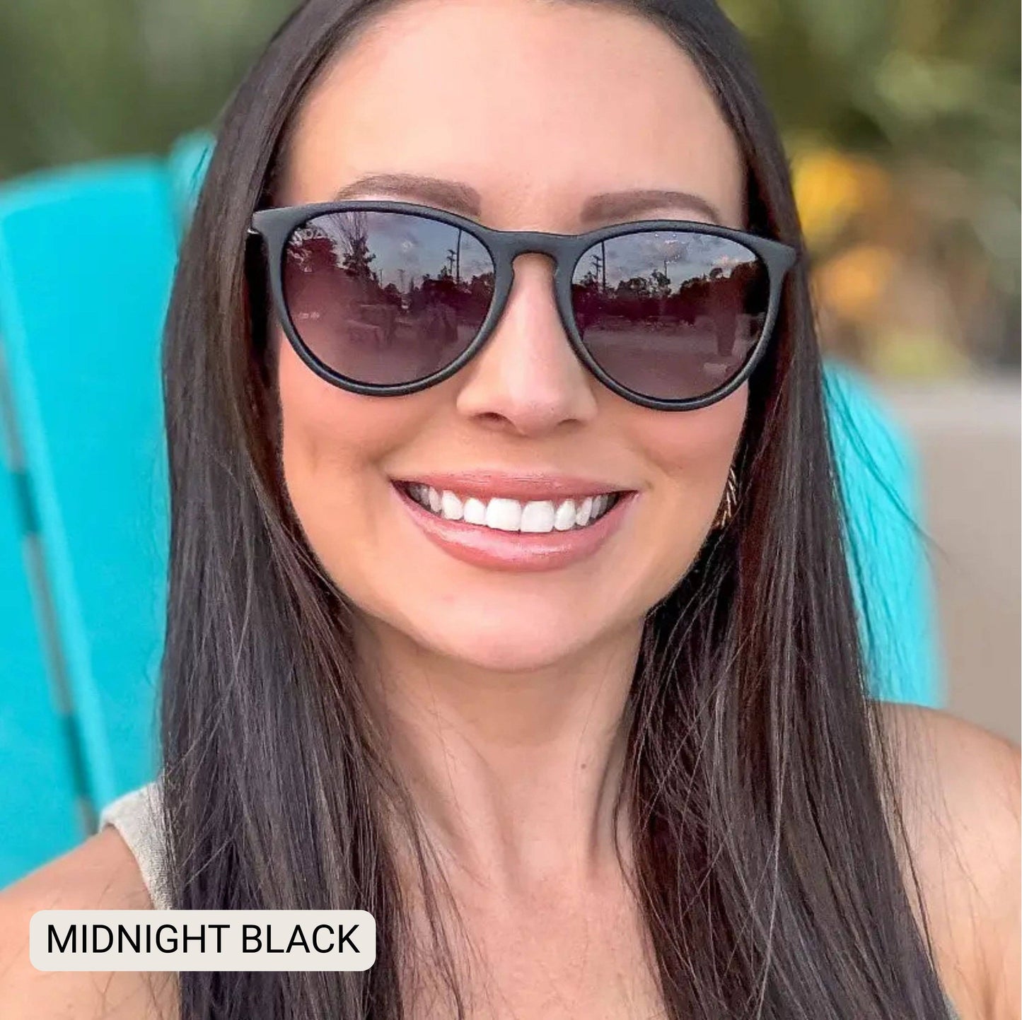 Midnight - Women's Polarized Medium Horn Sunglasses: Sand Fl Dax