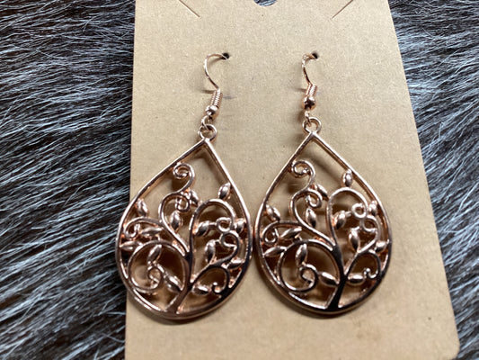 Copper teardrop/vine earrings