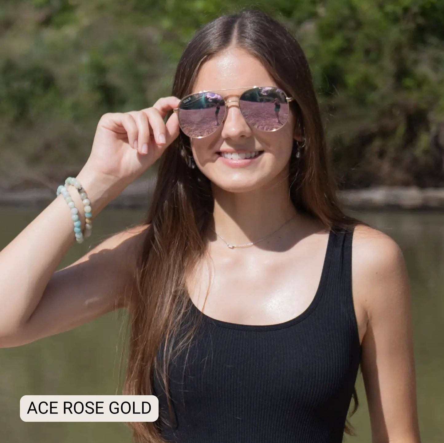ACE - Unisex Aviator Sunglasses – Polarized Hair-Friendly: Jet Black Tx Dax