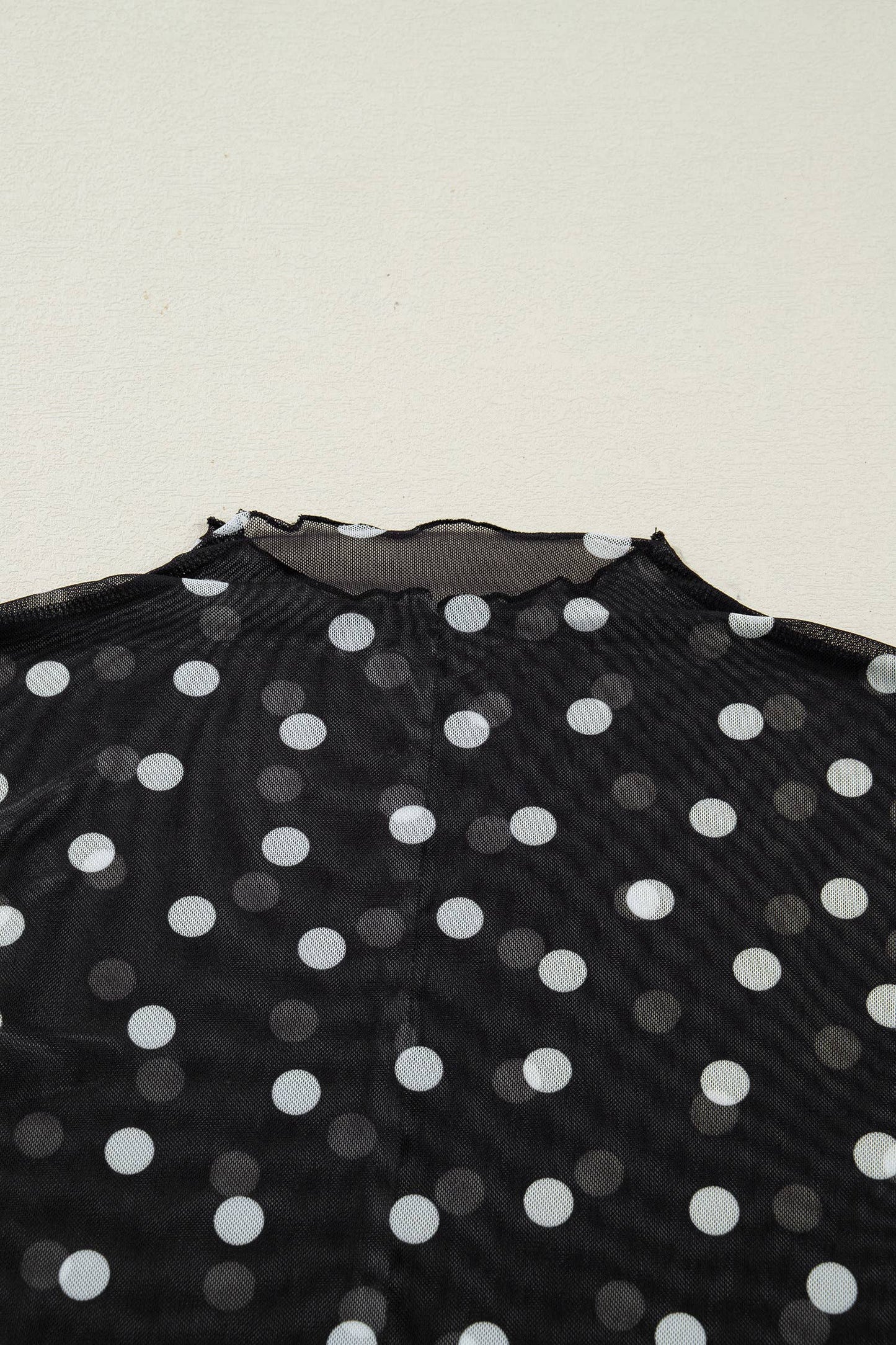 66 Polka Dot Western Mock Neck Mesh Bodycon Top (S-XL): Black / Missy / M