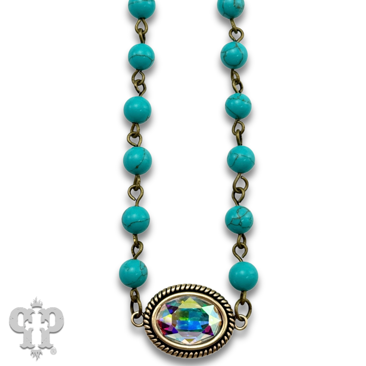 Mini oval rhinestone pendant necklace: White