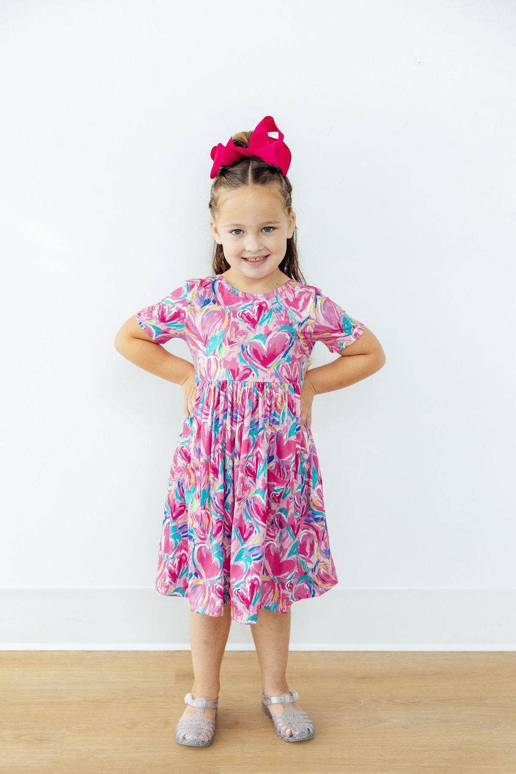 Sweetheart Scribble S/S Pocket Twirl Dress: Mila