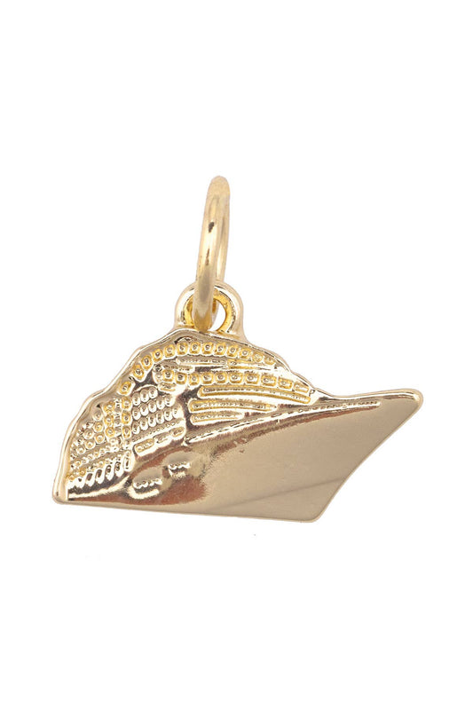 Cruise Ship Charm in Shiny Gold Canvas