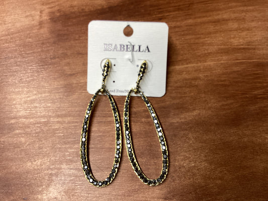 Gold oval with black rhinestones