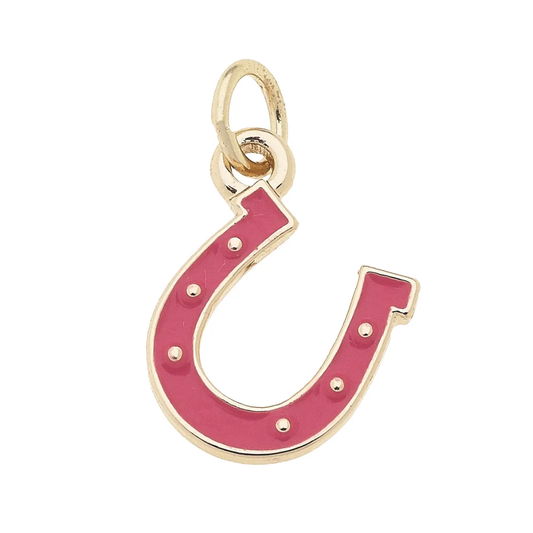 Enamel Horseshoe Charm in Fuchsia