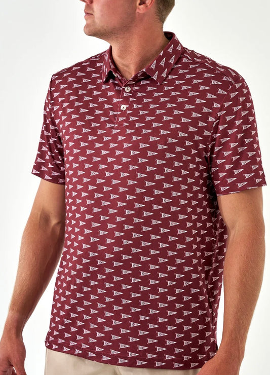 Howdy Pennants Maroon Performance Polo Burlebo