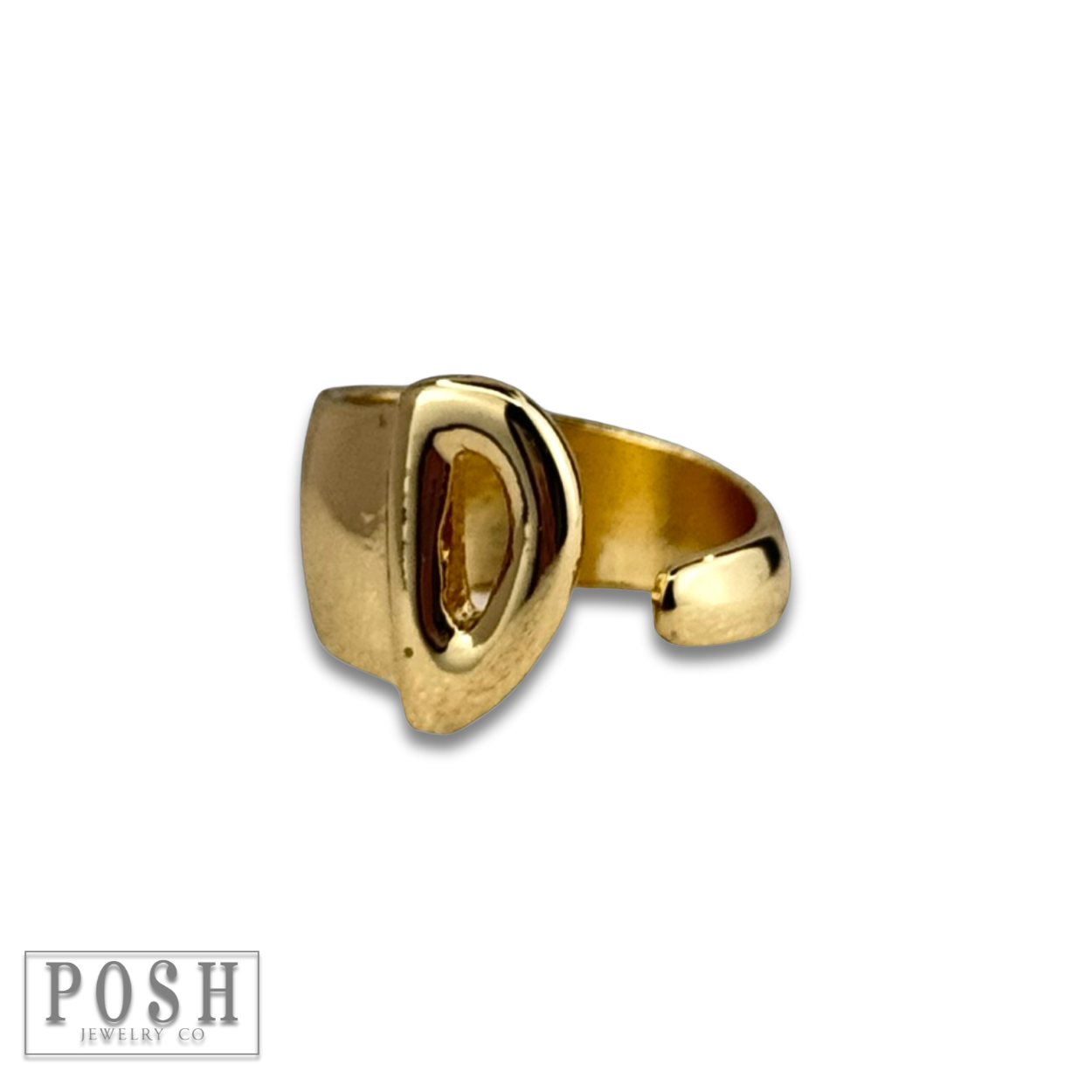 Bubble letter monogram initial ring: Gold / B