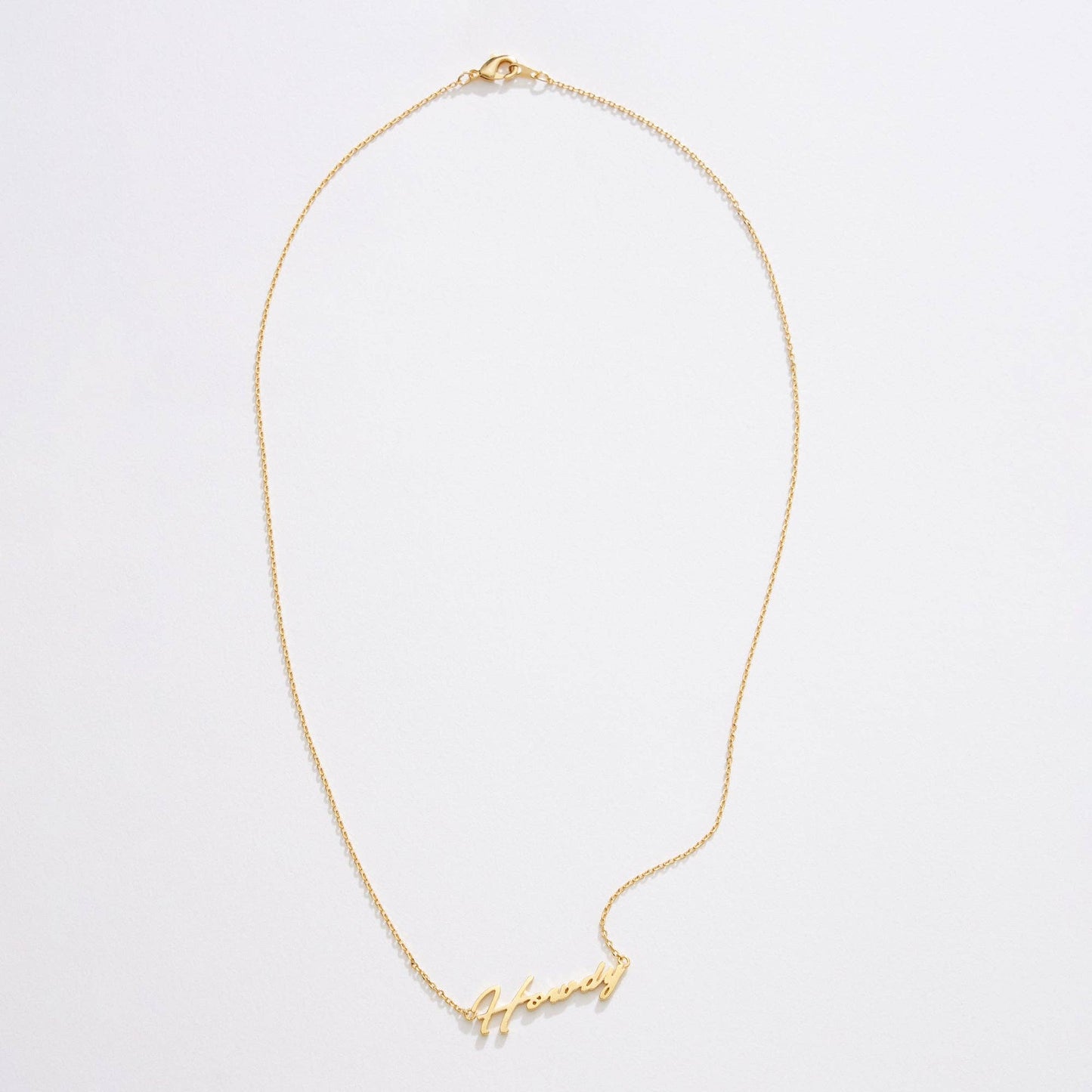 “Howdy” Script Necklace: Gold Dipped Frem