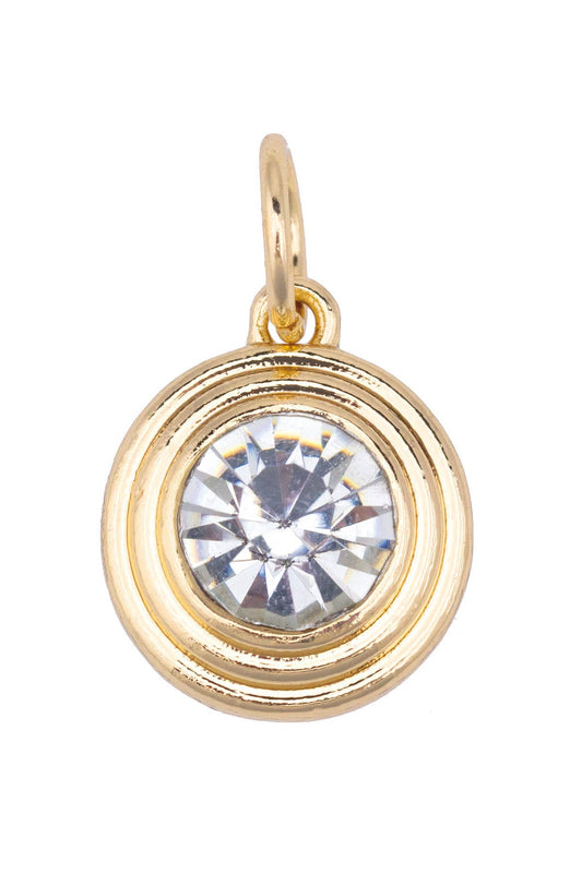 Rhinestone Bezel Charm in Clear Canvas