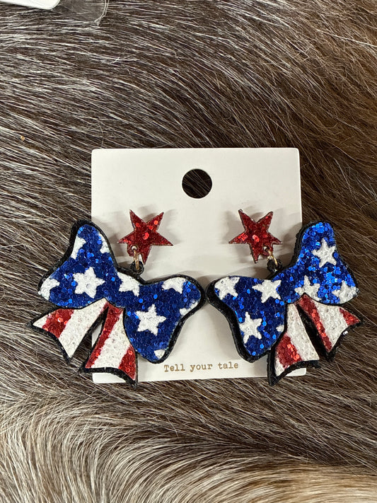 Stars and Stripes Bow Earrings