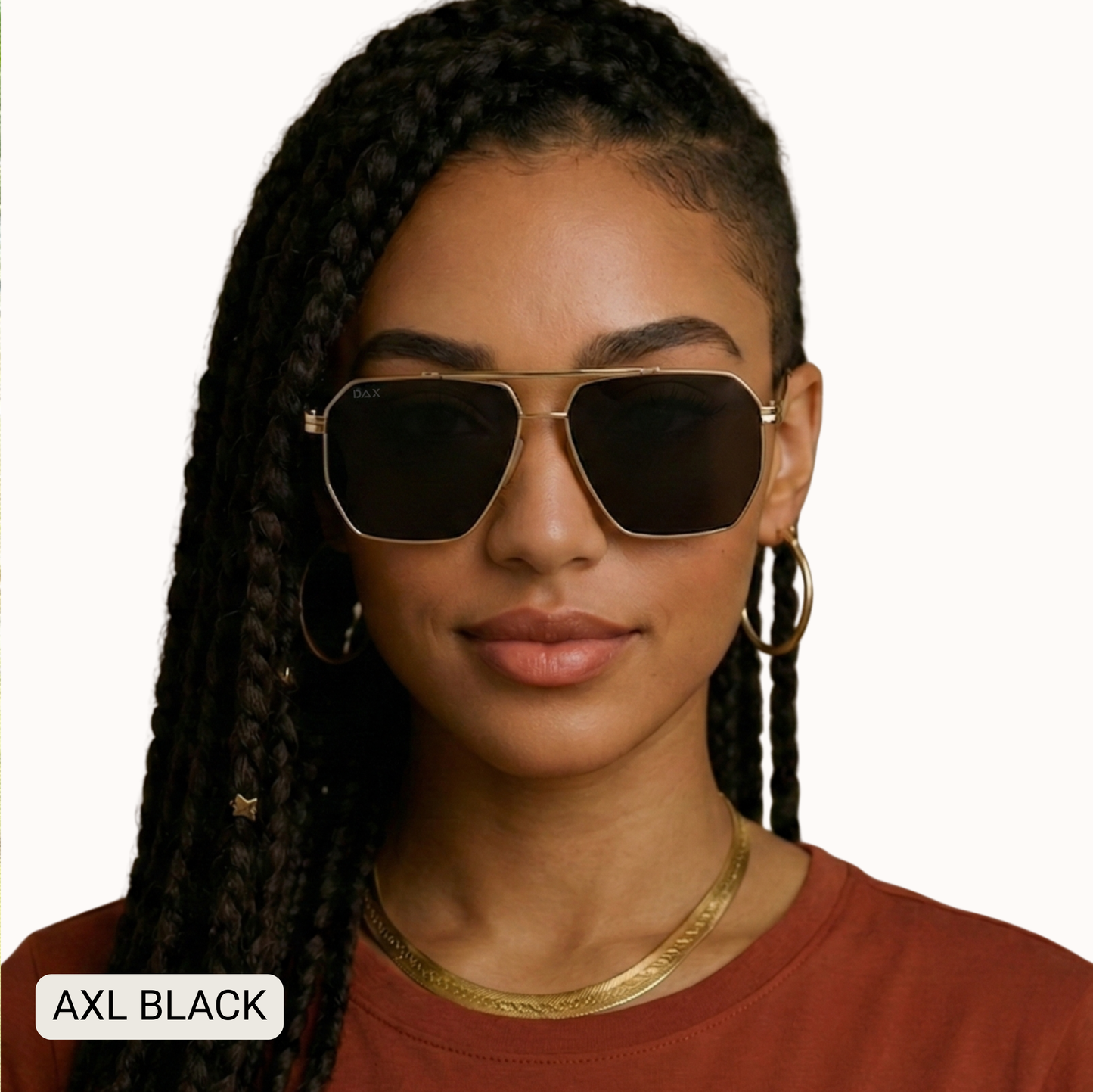 AXL - Unisex Geometric Aviator Polarized Sunglasses: Jet Black Tx Dax