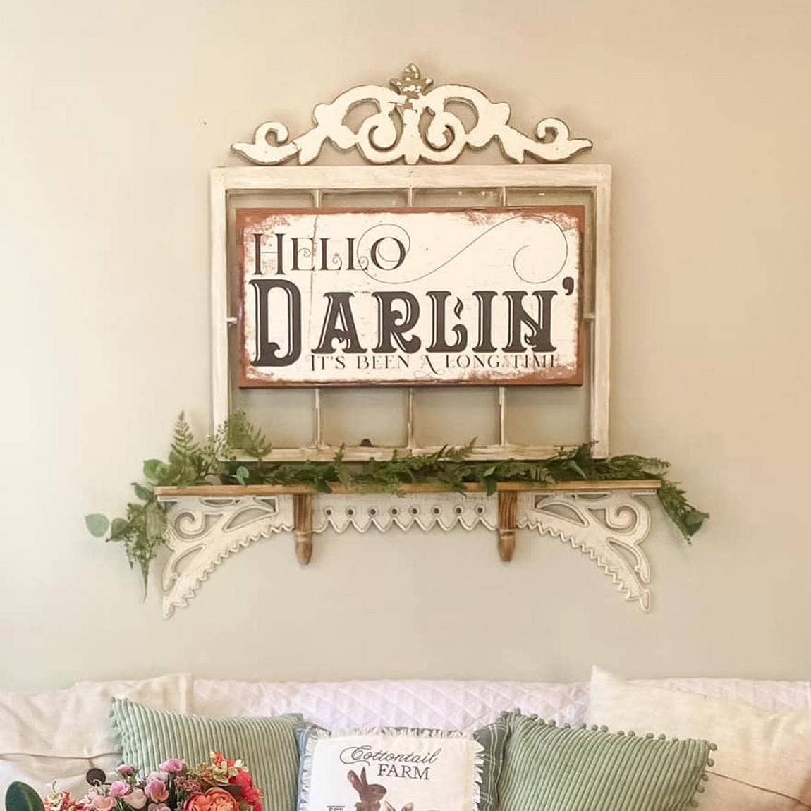 Hello Darlin Modern Farmhouse Canvas Wall Art: 20 x 10"