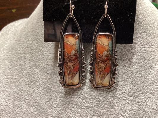 Mixed Turquoise Rectangle Earrings