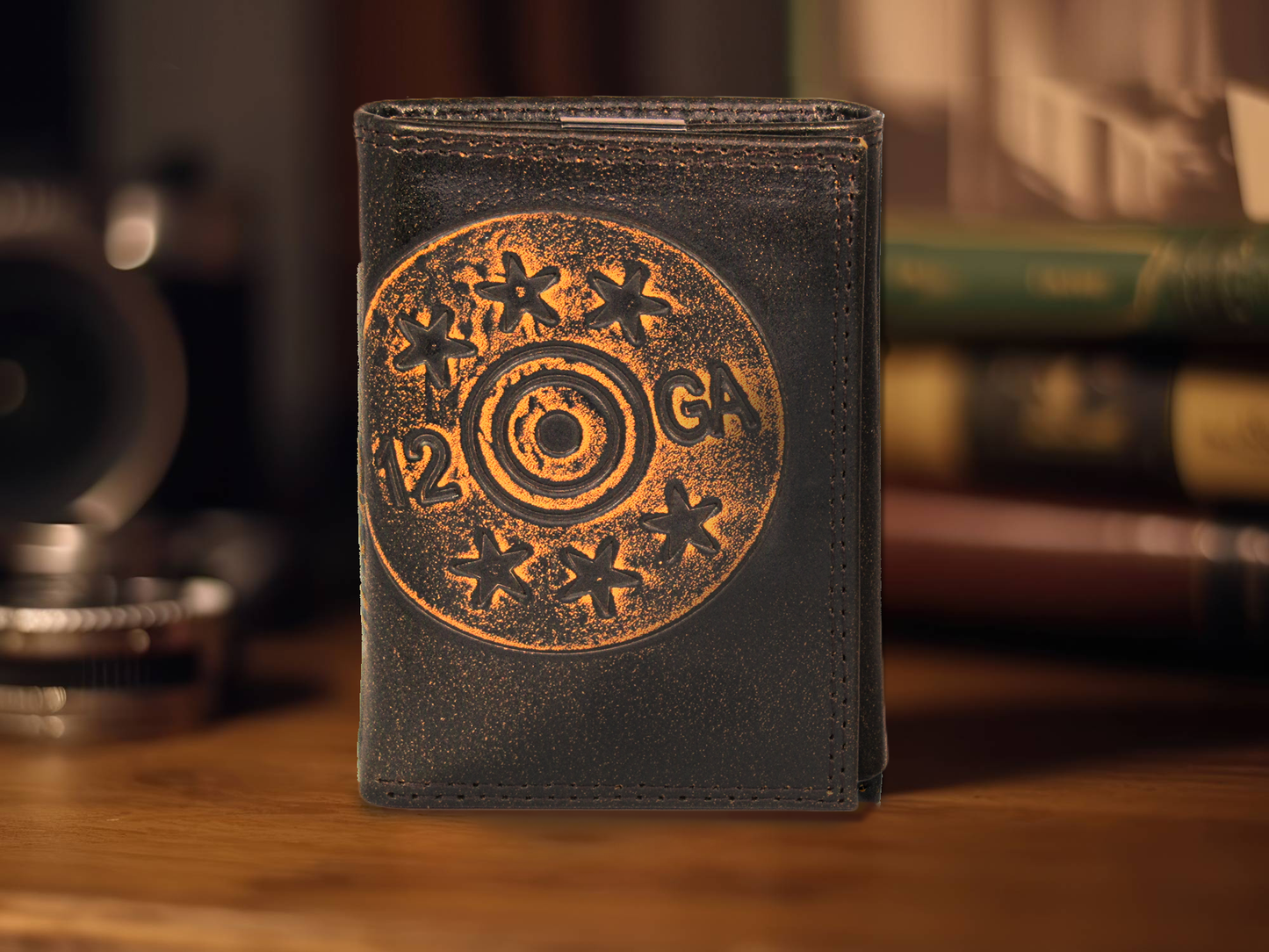 Shotshell Burnished Leather Zep Trifold Wallet