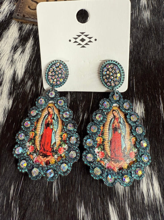 Virgin Mary Blinged Earrings