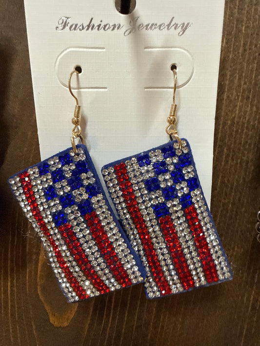 Puffy American Flag Earrings