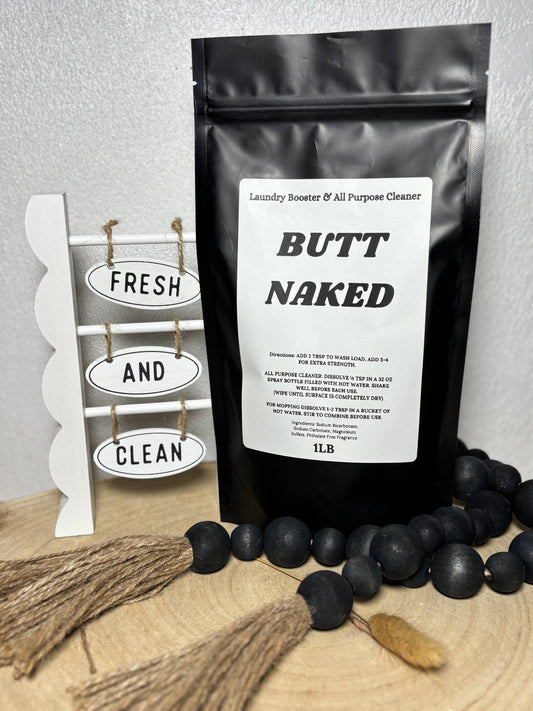 Butt Naked Laundry Powder & All Purpose Cleaner: 2 Ibs with Glittery scoop Pink Aug