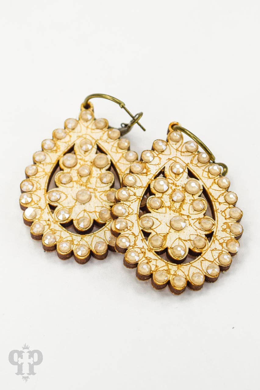 Santa Fe teardrop earring, small size: Light Colorado Or Pearl White PP