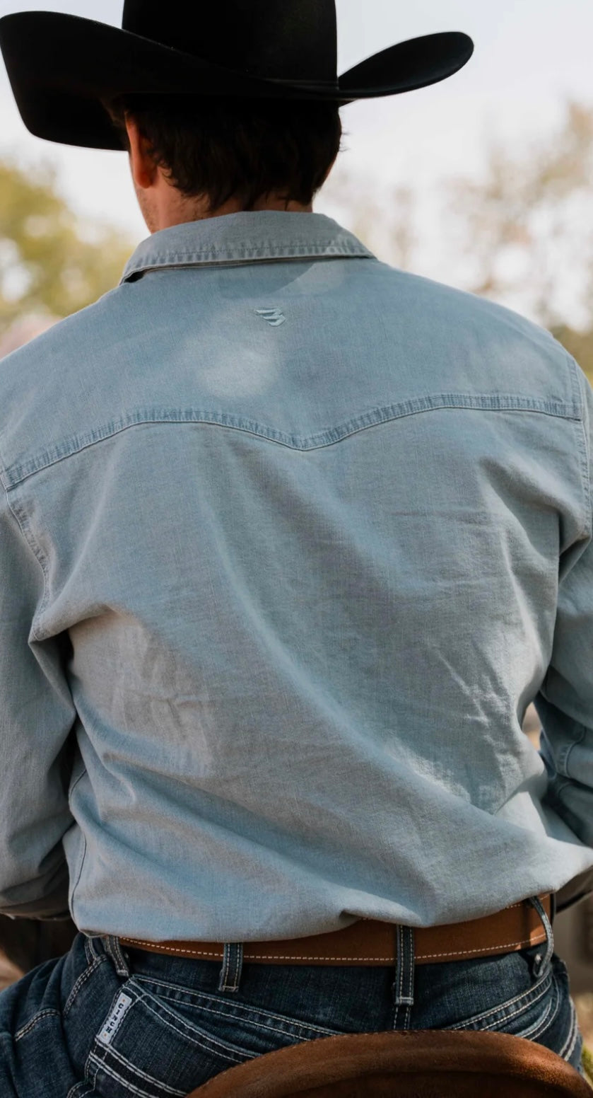 Denim Long Sleeve Burlebo Pearl Snap Shirt