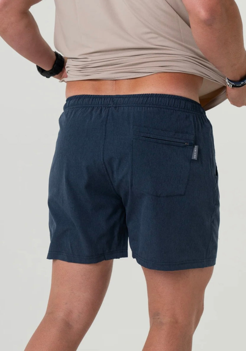 Burlebo Athletic Shorts Heather Navy with American Flag liner