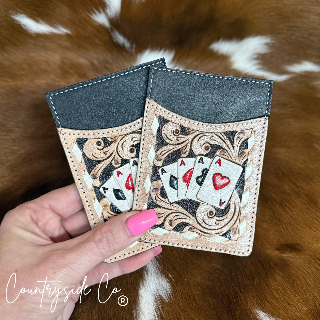 Gambler Tooled Leather Credit Card Holder Countryside