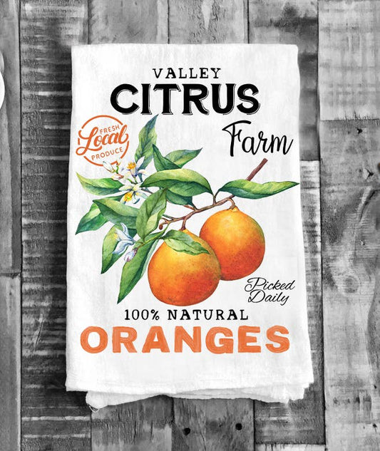 Farm Fresh Citrus Oranges Kitchen Cotton Tea Towels