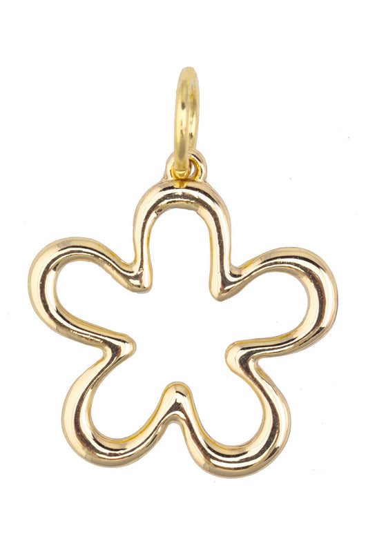 Squiggly Flower Charm in Shiny Gold Canvas