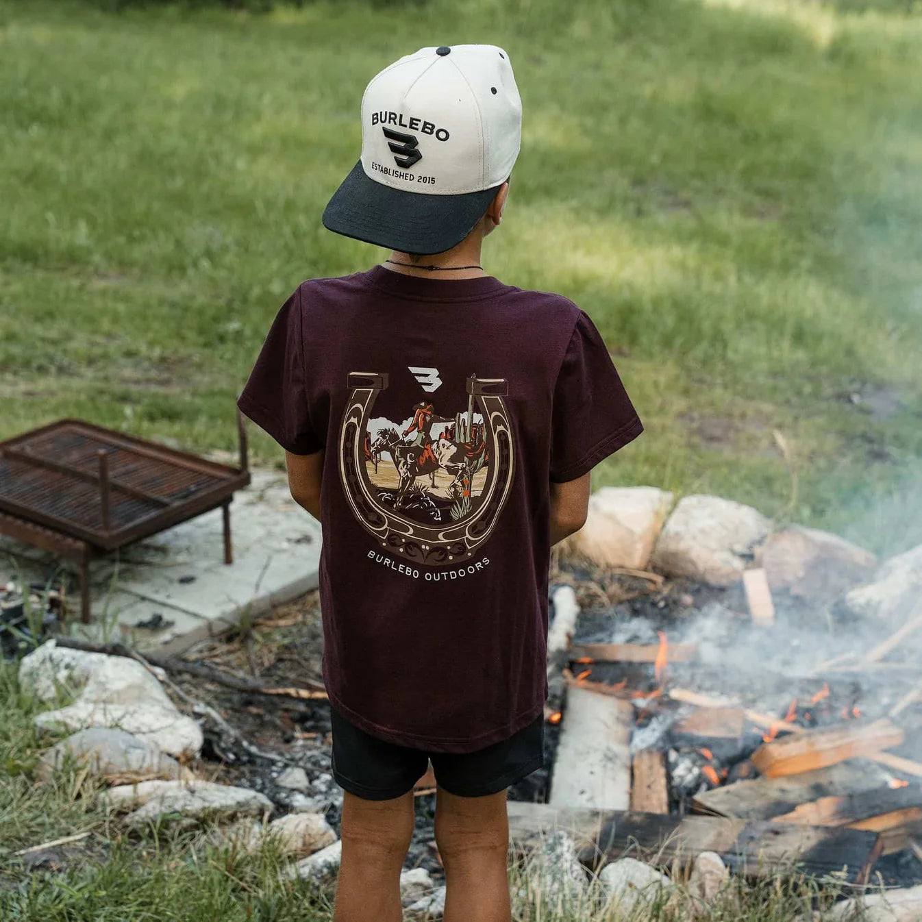 Youth Horseshoe Maroon Burlebo Short Sleeve T Shirt Y-SST-HORS-MAR  Fl